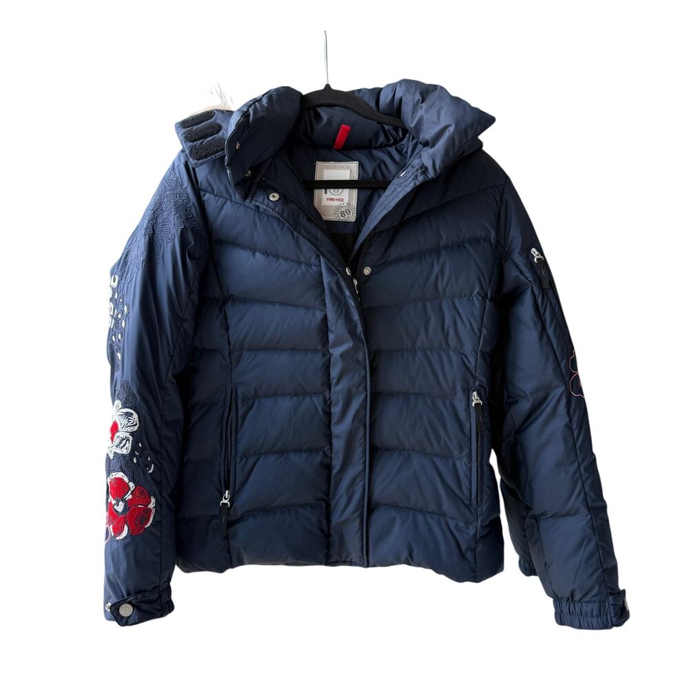 Bogner Fire + Ice Floral Embroidered Puffer Jacket